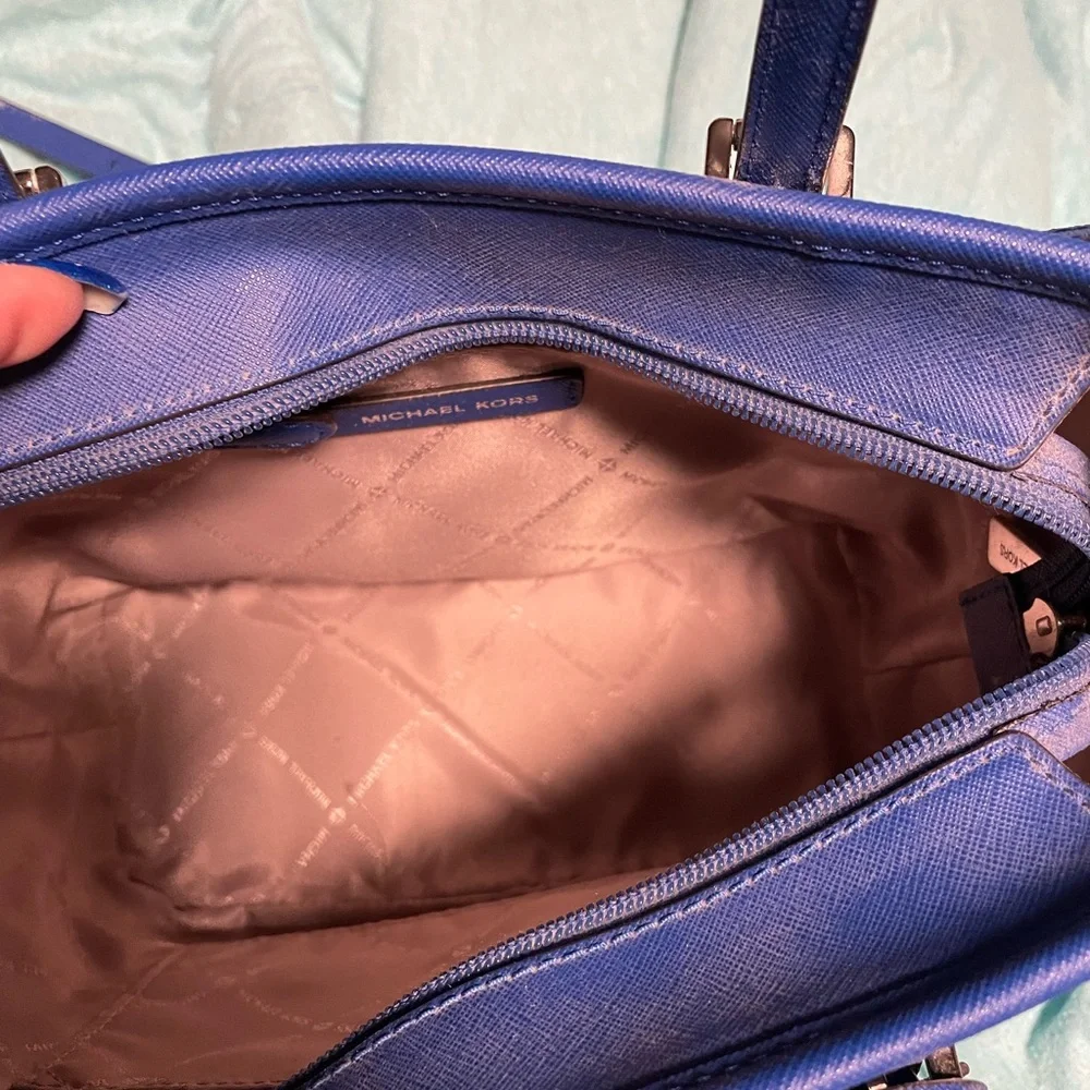 Michael Kors royal blue / purple Monogram Satchel - Picture 6 of 6